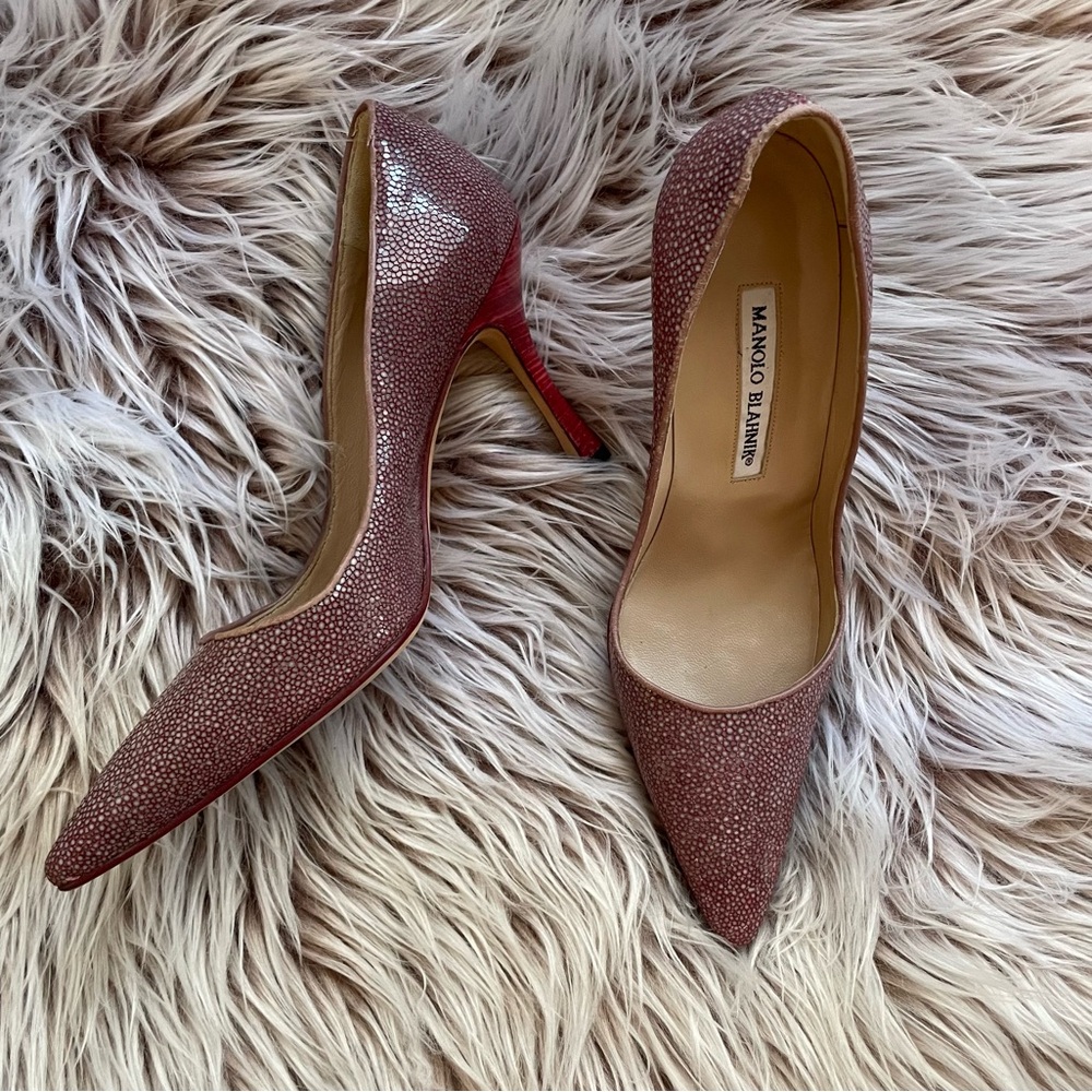 Manolo Blahnik Purple/Red Pointed Toe Pumps